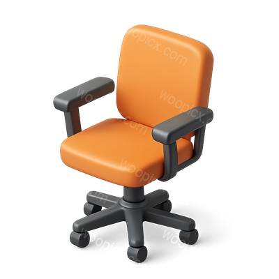 Stylish 3D Office Chair Icon with Arms and Volumetric Design