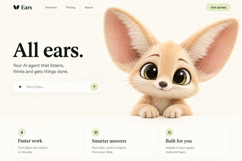 AI agent landing page design