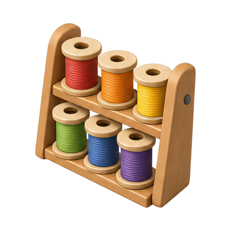 colorful thread spools display