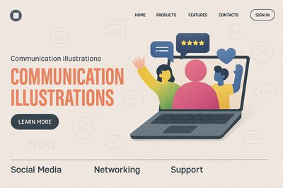Modern Landing Page Design with Communication Illustrations