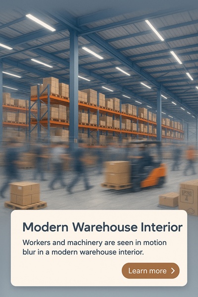 Dynamic Modern Warehouse Interior with Motion Blur