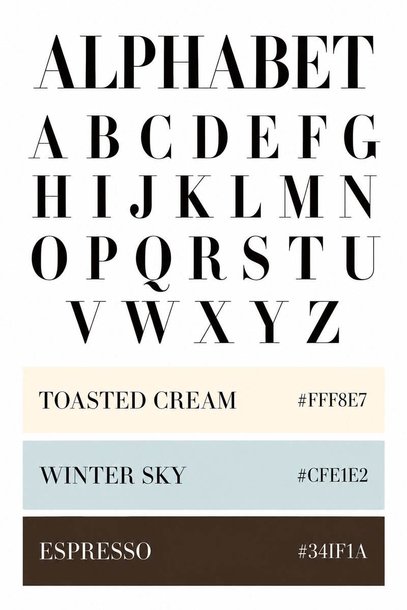 Elegant serif alphabet display