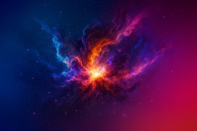Colorful Nebula in a Dynamic Cosmic Scene