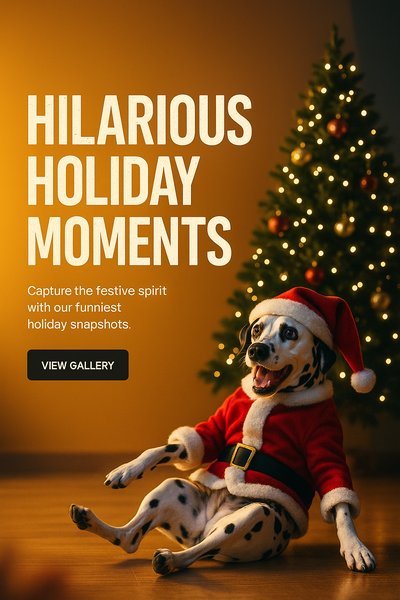 Festive Dog in Santa Costume by Christmas Tree