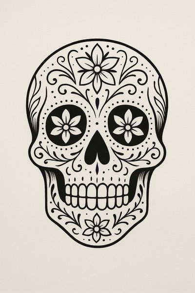 Decorative Sugar Skull Art Illustration