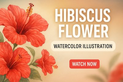 Watercolor Illustration of Hibiscus Flower