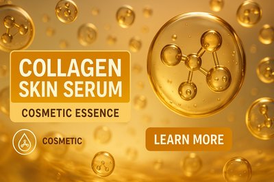 Cosmetic Product Promotional Graphic Featuring Collagen Skin Serum