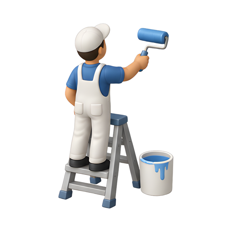 Professional painter on ladder
