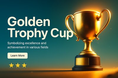 Dynamic Golden Trophy Cup Illustration for Achievement Showcase