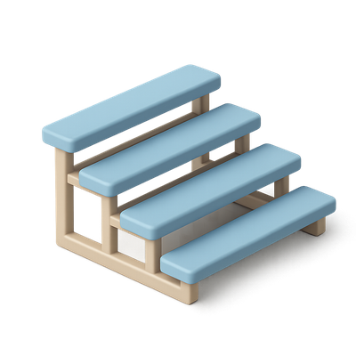 3D Isometric Bleachers Icon in a Transparent Background