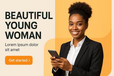 Modern Professional Portrait of Young Woman with Phone