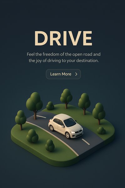 3D Scene Depicting a Drive with Realistic Elements