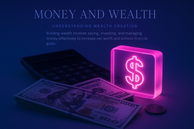 Illuminated Money Composition with Neon Glow