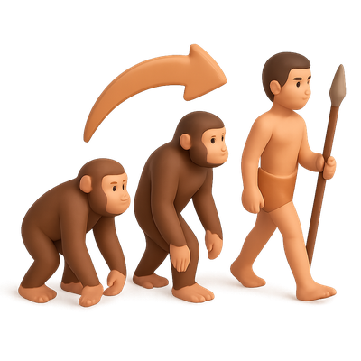 3D Evolution Icon Representing Natural Selection