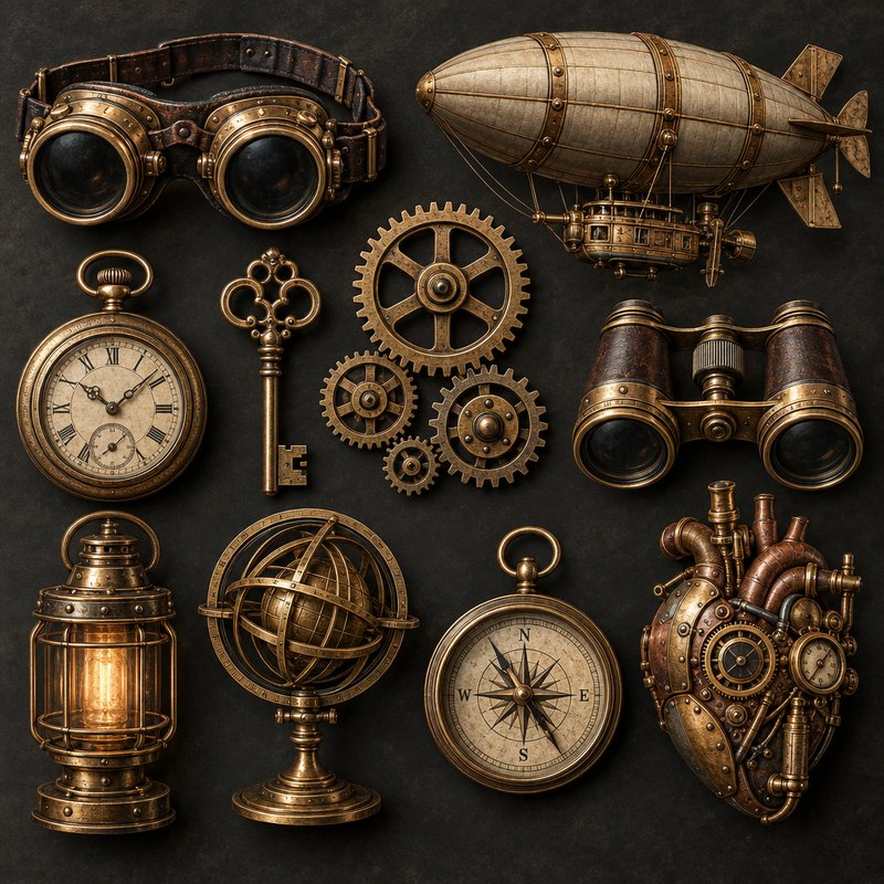 steampunk design elements pack