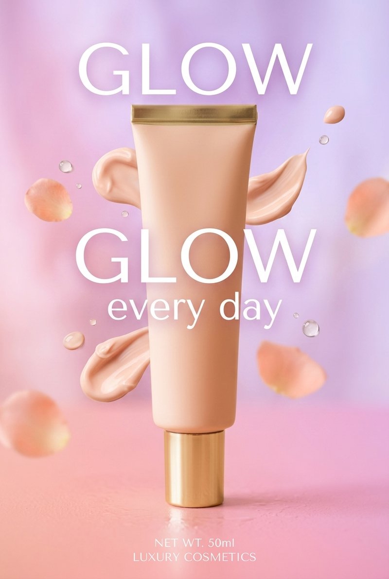 vibrant neon skincare display