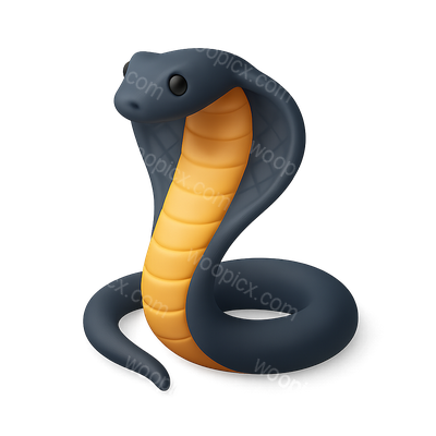Stylized 3D Cobra Icon with Transparent Background