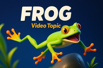 Dynamic 3D Frog Illustration with Engaging Text