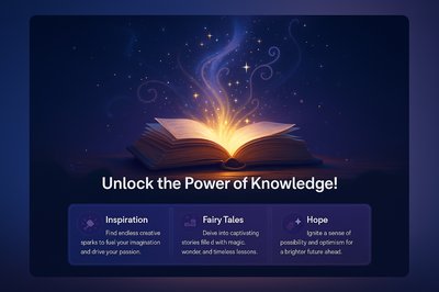Magical Book with Light: Inspiration and Knowledge