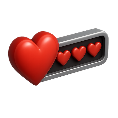 Stylish Heart Battery Icon for Love Applications
