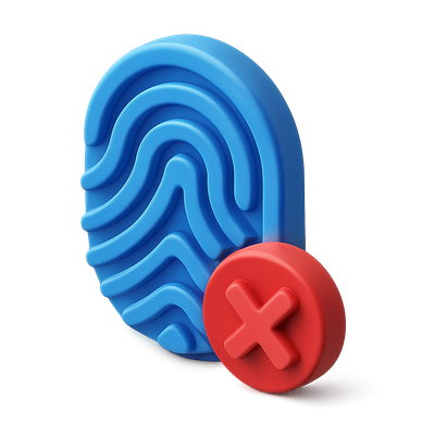 3D Crossed Fingerprint Icon with Isometric Design