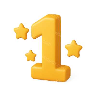 3D Yellow Number One with Stars