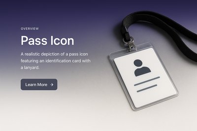Stylish Pass Icon with Lanyard for Web Design