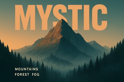 Mystical Mountain Landscape with Bold Typography