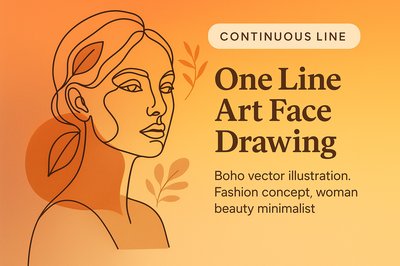 Minimalist One Line Art Face Drawing Illustration