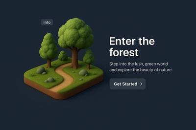3D Forest Scene with Pathway and Call to Action Button