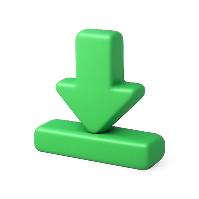 3D Green Download Icon with Soft Edges