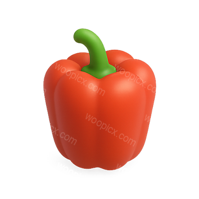 3D Render of a Red Bell Pepper with Green Stem