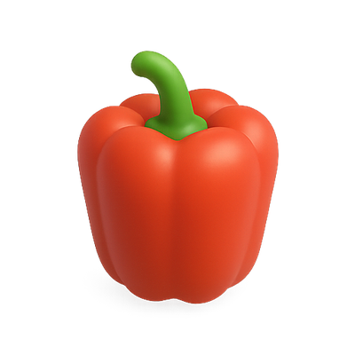 3D Render of a Red Bell Pepper with Green Stem