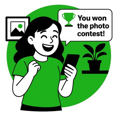 Celebratory Illustration of Winning a Photo Contest