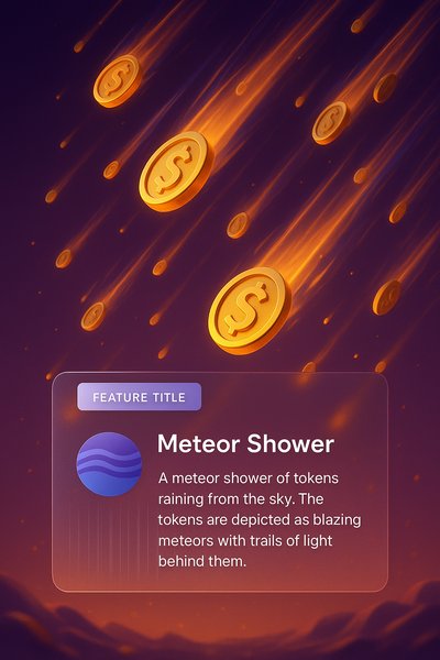 Stunning Meteor Shower of Tokens in a Dynamic 3D Illustration
