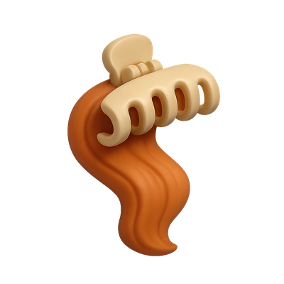 Stylish 3D Hair Clip Icon in Isometric View