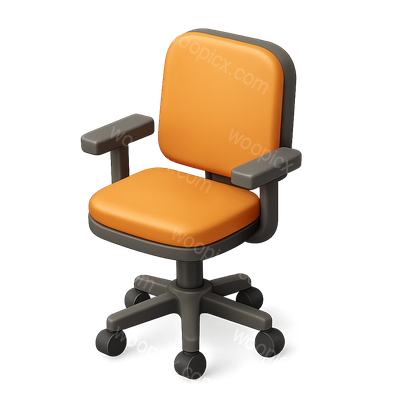 Stylish 3D Icon of an Office Chair with Wheels