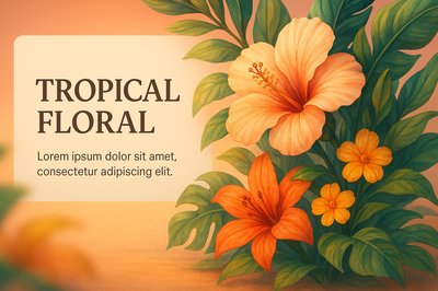 Tropical Floral Illustration with Vibrant Colors