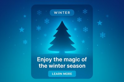 Winter-Themed Social Media Post with Christmas Tree
