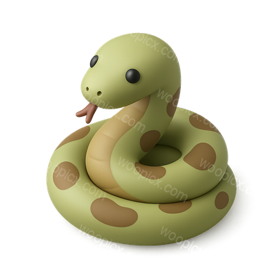Playful 3D Boa Icon with Volumetric Design