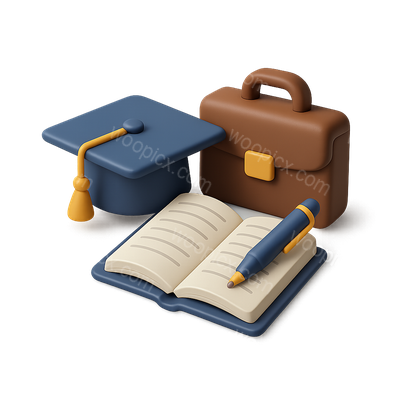 3D Icon Representing Work-Study Programs in Isometric View