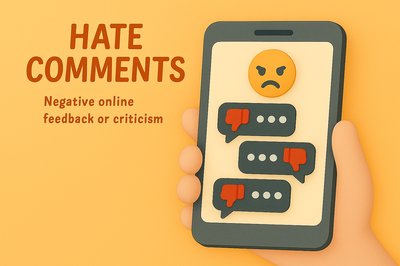 3D Illustration of Hate Comments on Smartphone Screen