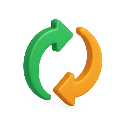 3D Refresh Icon with Green and Orange Arrows