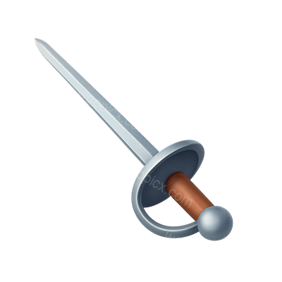 3D Sword Icon with Detailed Design