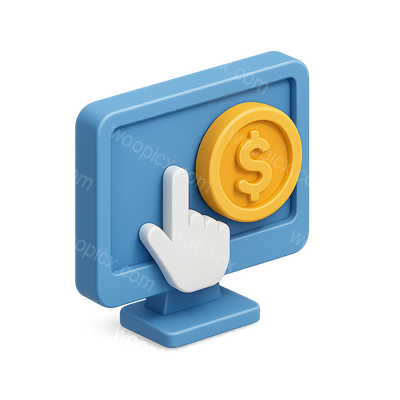 3D CPC Icon Featuring a Computer and Coin Symbol