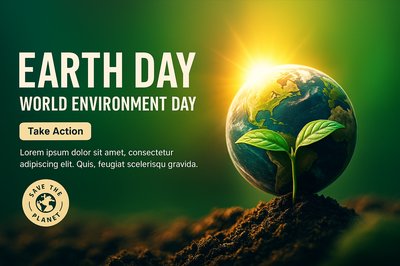 Dynamic Earth Day Concept Illustration with Realistic Elements