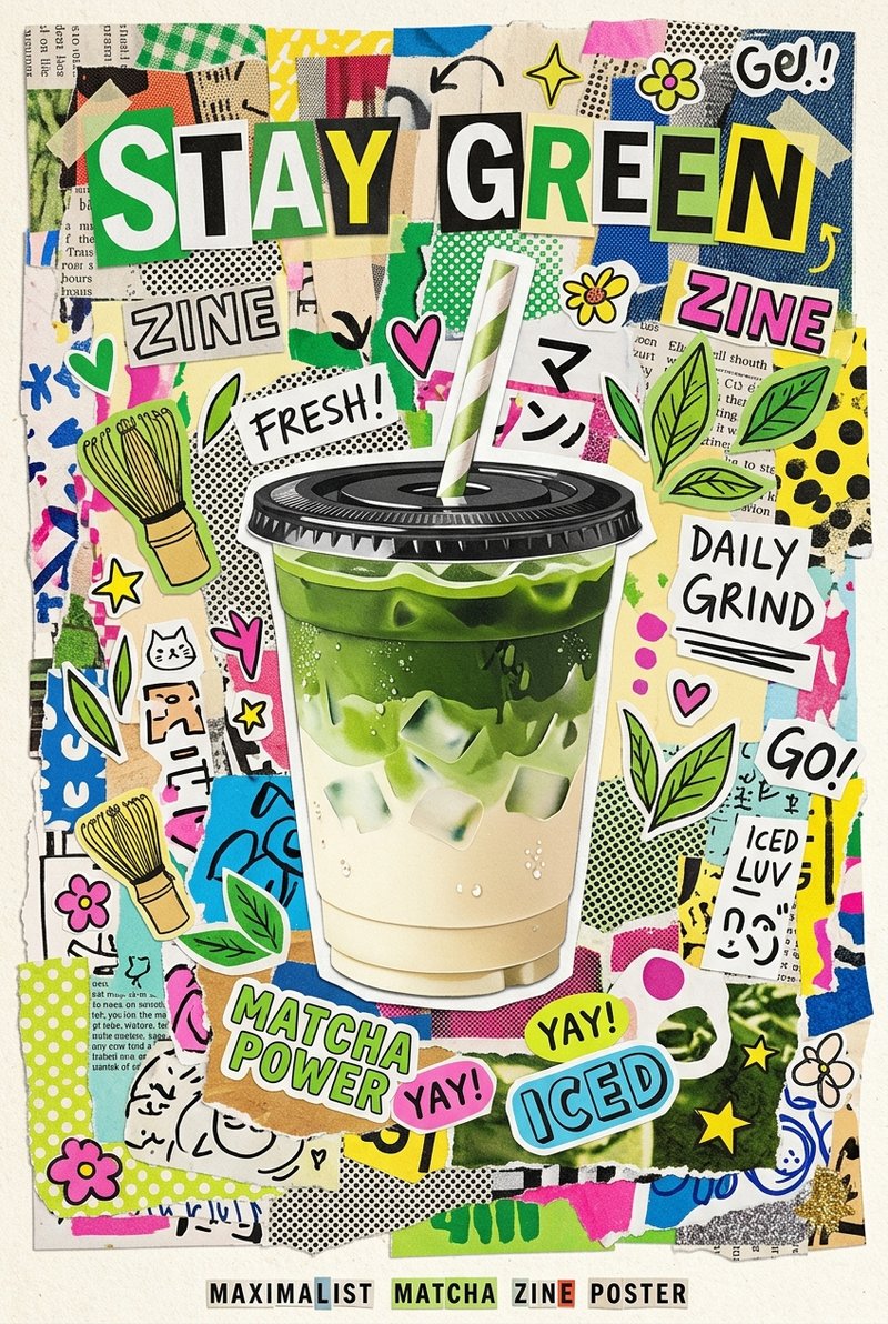 Matcha tea collage