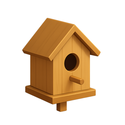 Stylish 3D Birdhouse Icon with Isometric Design