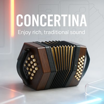 Stylized Product Image of a Concertina Musical Instrument