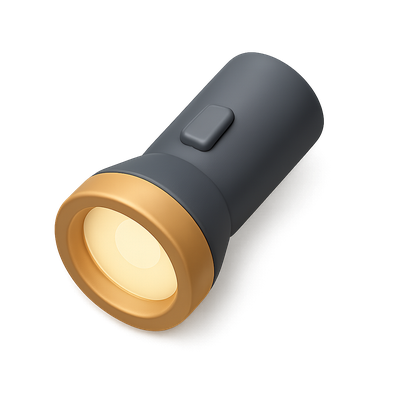 Stylish 3D Flashlight Icon with Volumetric Design